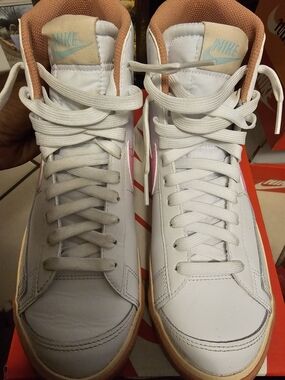 Nike High Top Sneakers in White with Pink & Tan Accents